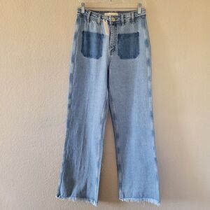 Anthropologie Seventy + Mochi Wide Leg Jeans Size 28 Patch Pocket Rodeo Vintage